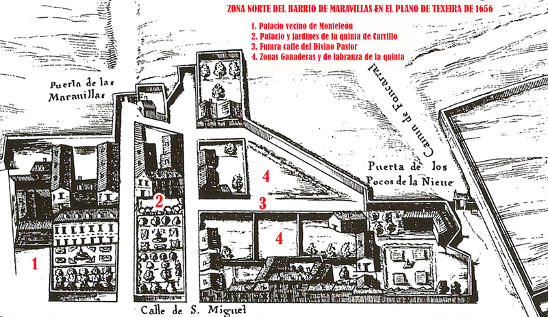 Quinta de Carrillo en el plano de Texeira de 1656