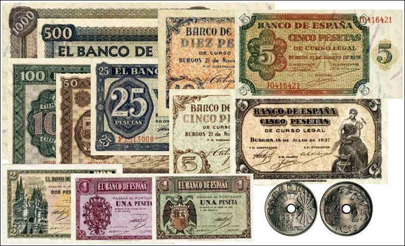 Emisin de billetes y monedas del bando nacional
