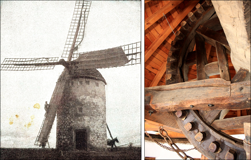 Molineros en 1905 y aquinaria de un molino
