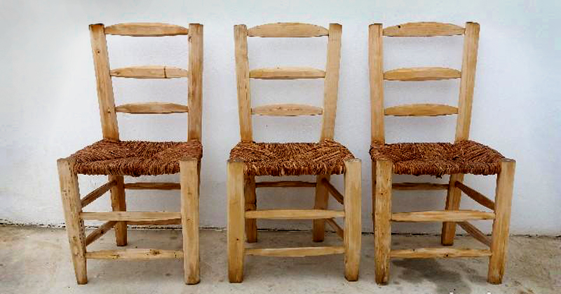 sillas rsticas con asiento de enea