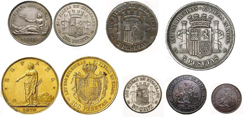 La peseta, moneda oficial desde su aprobacin el 19 de octubre de 1868