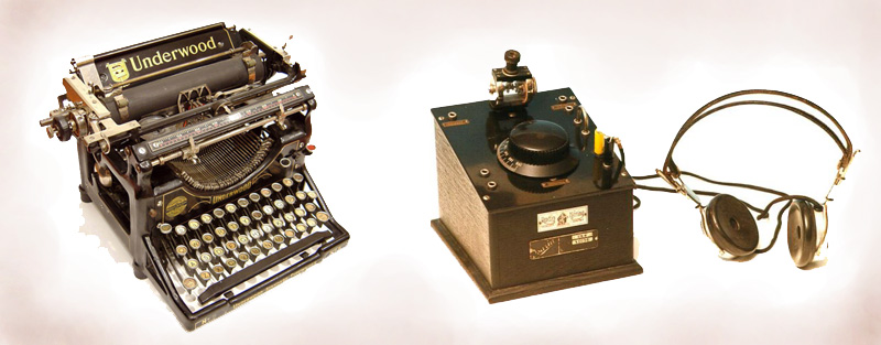 Mquina de escribir y radio galena
