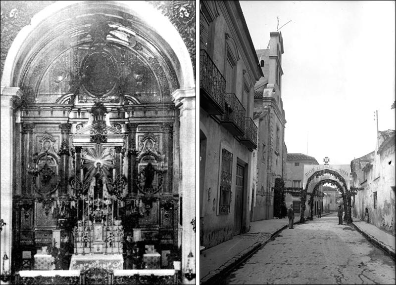 Antiguo retablo de la iglesia del Convento. Calle del Convento en 1948