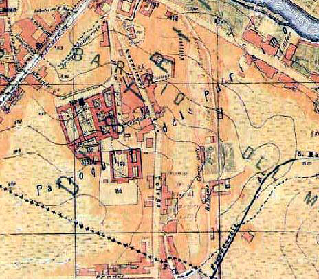 Ubicación del Cementerio del Sur en un plano de la época