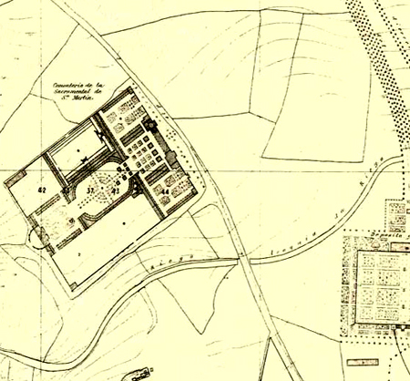 Plano antiguo del Cementerio de san martín y San Ildefonso