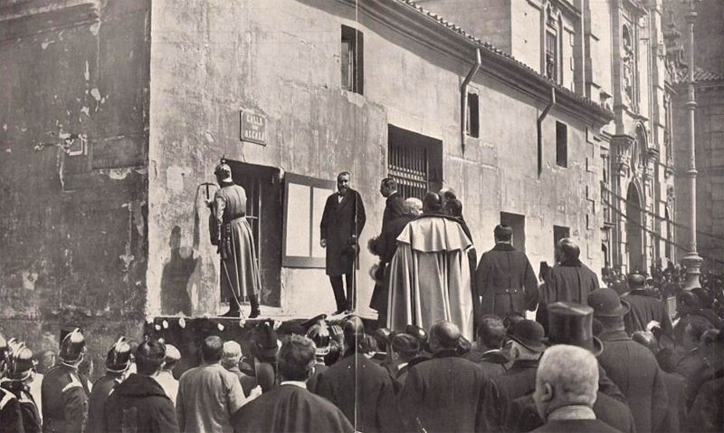 Alfonso XIII inaugurando obras Gran Va
