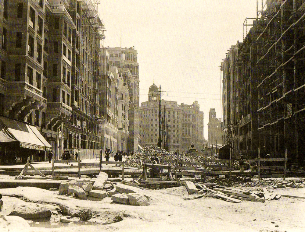 Obras en el tercer tramo de la Gran Vía