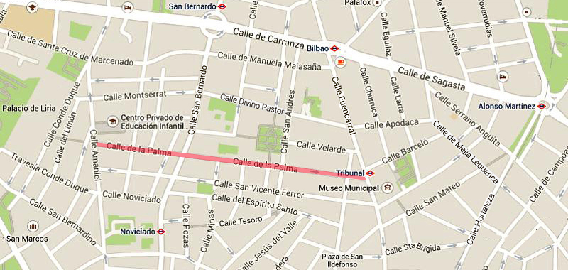 Plano de la calle de la Palma