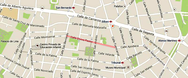 Plano de la calle del Divino Pastor