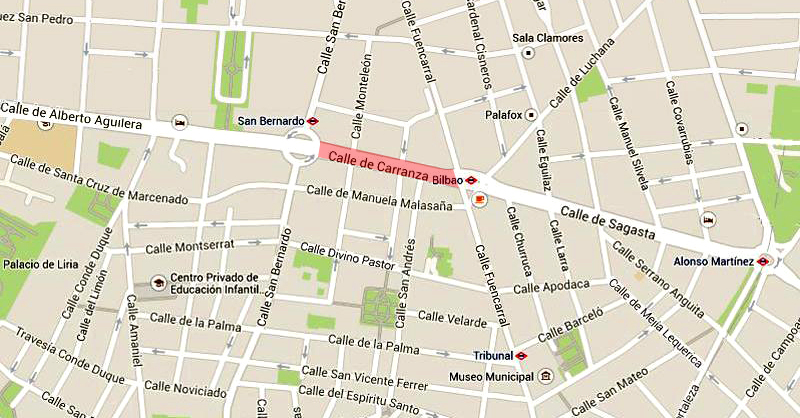 Plano de la calle de Carranza