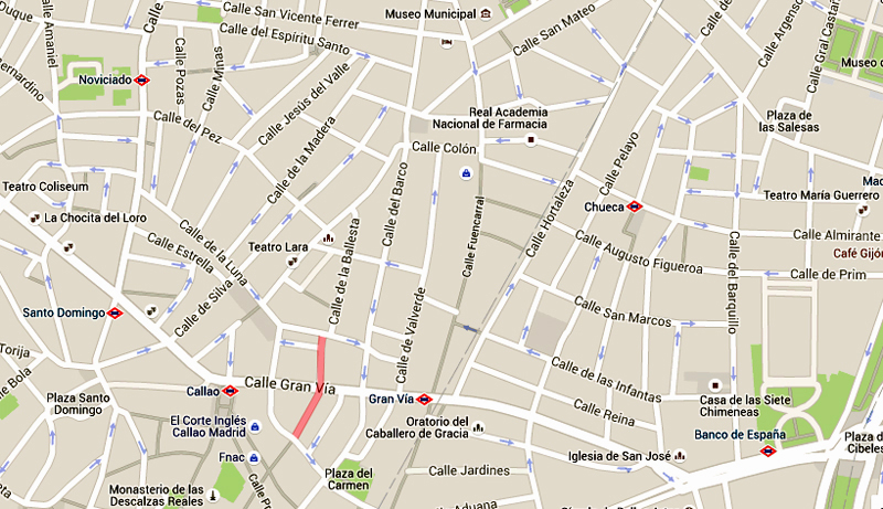 Plano de la calle de Mesonero Romanos