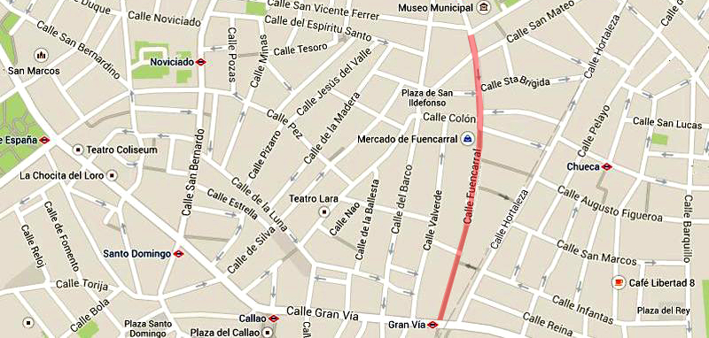 Plano de la primera parte de la calle de Fuencarral