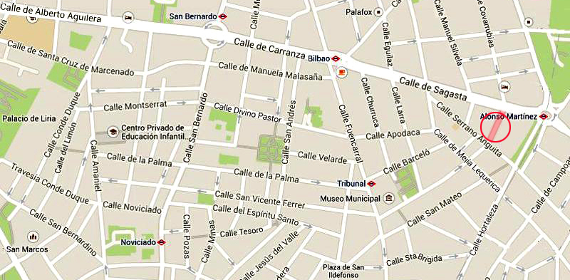 Plano de la calle de los Hermanos lvarez Quintero