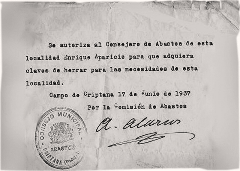 Permiso de compras firmado por mi abuelo