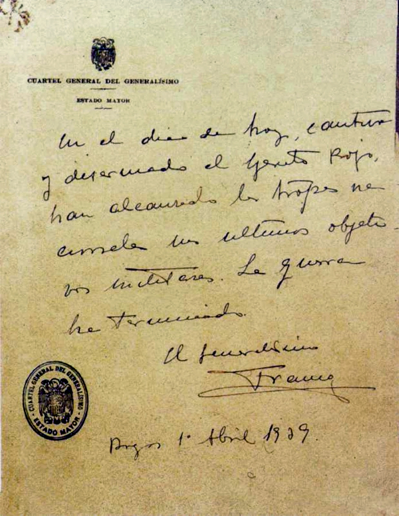 ltimo parte de guerra de Franco