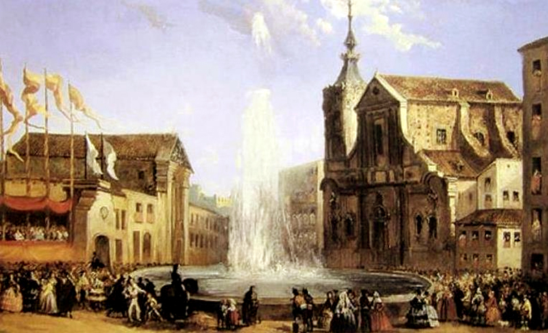 Primera iluminacin por electricidad en Madrid. 1858