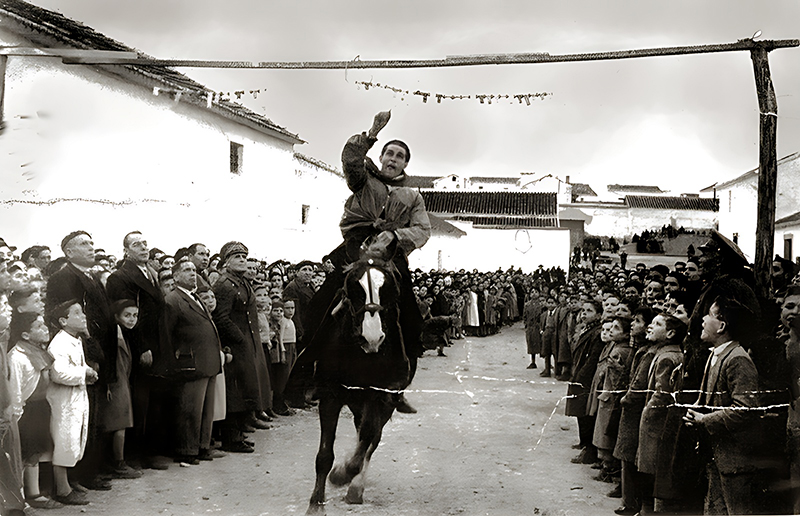 Antiguas carreras de caballos en la fiesta de San Sebastin