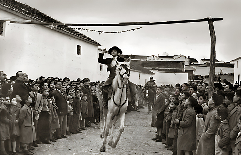 Antiguas carreras de caballos en la fiesta de San Sebastin