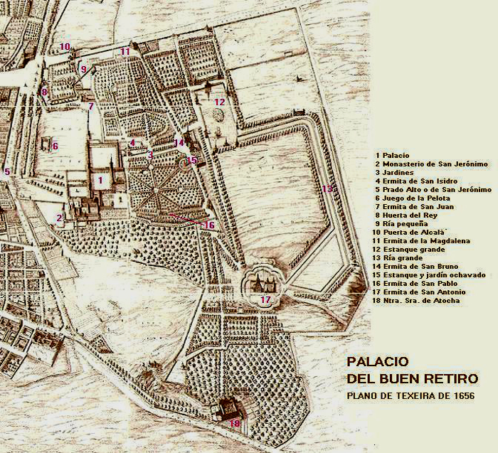 Real Sitio del Buen Retiro según el plano de Texeira de 1656