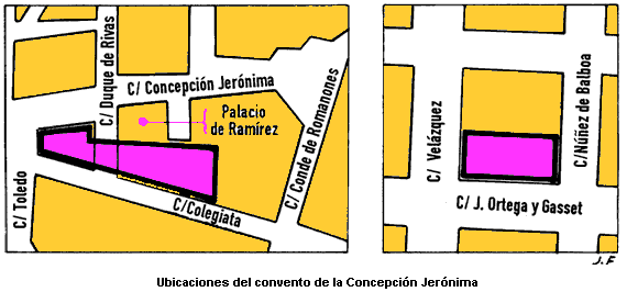Ubicaciones del monasterio de la Concepción Jerónima