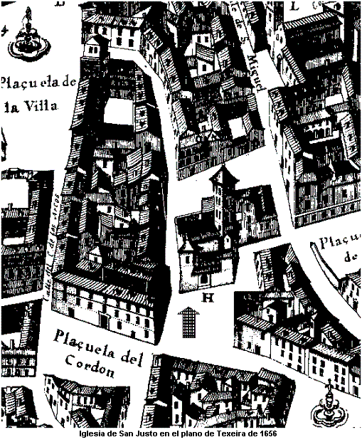 Iglesia de San Justo en el plano de Texeira de 1656