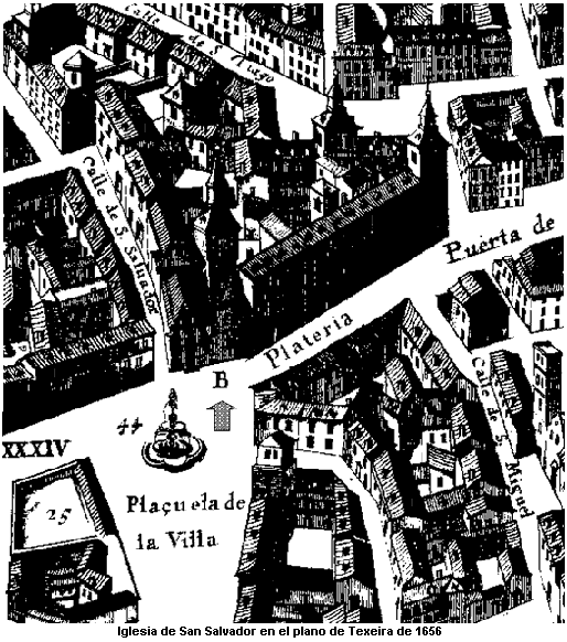 Iglesia de San Salvador en el plano de Texeira de 1656
