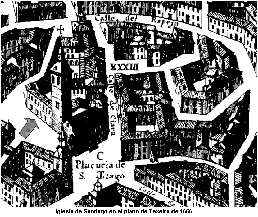 Iglesia de Santiago segn el plano de Texeira de 1656