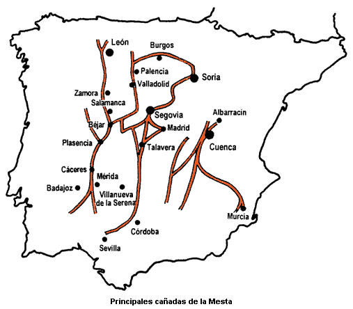 Principales caadas de la Mesta